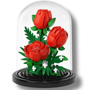 [네오 크래프트] 꽃 블록 장미 화분 방진 케이스 조립 세트 꽃다발 빌딩 블럭 미니 나노 해바라기 데이지 튤립 식물 바구니 디스플레이 플라워 만들기 DIY 건축 장식 선물 인테리어, 3. 끝없는 사랑(Endless Love), 1개