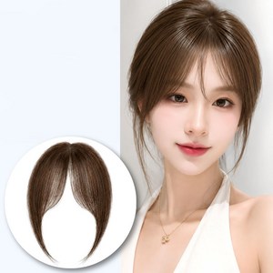자연스러운 앞머리 정돈 가발 사이드뱅 클립형 헤어피스 여성용, 1개, 연브라운