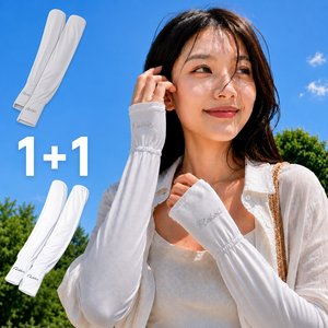 아르소 햇빛가드손등커버 냉감팔토시 여성쿨토시, 2세트, 퓨어화이트+애쉬그레이