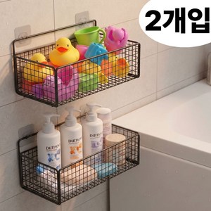 올이뉴어 욕실 선반 정리함 욕조 바스켓, 2개, 블랙