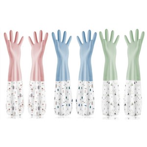 트랜트리 토시형 김장 기모 고무장갑 색상혼합3p, 3개, 대(L), 일반 혼합