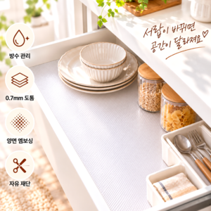 윤베라 다용도 선반 서랍 바닥 방수 패드 매트, 1개, 투명 다이아