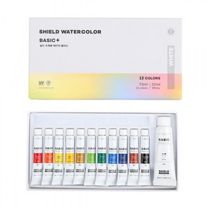 쉴드 베이직 수채화물감, 7.5ml, 12색