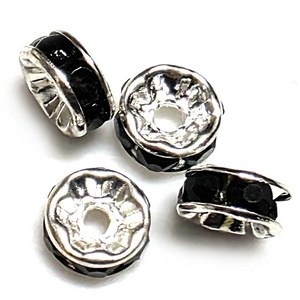 Bead 팔찌참 4.6.8.10 큐빅론델 한팩 사이즈선택, 8mm블랙 (18개), 1세트