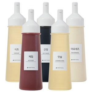 심플팩토리 흐르지 않는 원터치 소스통, 5개, 450ml