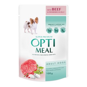 옵티밀 파우치 어덜트독 비프&크랜베리 젤리, 100g, 10개, 소