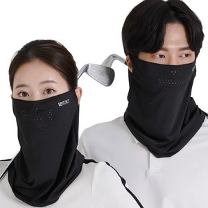 르포스 자외선차단 쿨 스포츠 골프 마스크 1+1, 블랙+블랙, 1세트 골드박스 특가