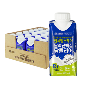 연세헬스케어 당클리어 구수한맛 연세 단백질 당뇨 환자 당 건강식 식품 활력, 200ml, 2박스