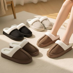 라뷰드 겨울 페이크퍼 슬리퍼 여성 외출용 방한 털안감 미끄럼방지 신발 여자 3.5cm 통굽 키높이 스웨이드 실내화 실내용 실외용