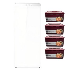 루컴즈 김치다움mini 122L 스탠드형 1도어 김치냉장고 + 락앤락 김치통 4p 세트 방문설치, 화이트, R123M01-L