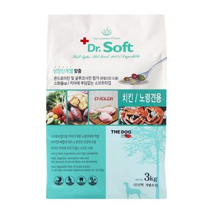 더독 노령견용 강아지 닥터 소프트 사료, 닭, 3kg, 3개