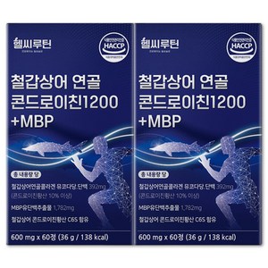 철갑상어 콘드로이친 1200 6형 식약청 인증 HACCP c6s 연골 뮤코다당 단백 엠비피 배합 헬씨루틴, 2박스, 60정