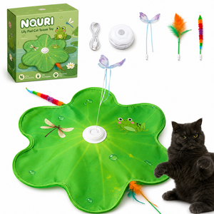 NOURI 지지치 않는 고양이 자동 장난감 꼬리잡기 나비깃털, 그린, 1개
