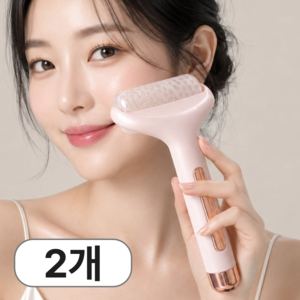 메일라 아이스 쿨링 페이스롤러 피부 열감 홍조 진정 마사지기 2개, 1세트, 프로스트 핑크