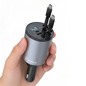 LUMANOKI 100W 4구 릴타입 차량용 고속충전기, 미니 C -Type+C -Type, 혼합색상
