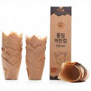 Bake Choice 튤립머핀컵 200개 유산지컵 종이컵 밑면지름50mm, 1박스, 무표백