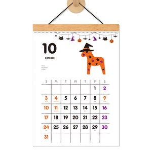 2027년 북유럽풍 목마이야기 우드 벽걸이달력 A4사이즈 캘린더, 1개, 목마이야기벽걸이달력A4