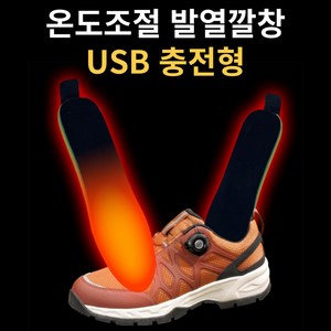 홈스타의료기 USB 발열 깔창 충전형 카본열선 온도조절 발난로, 소형.
