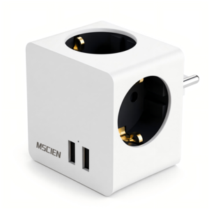 Mscien 3구 콘센트 큐브 USB 고용량 납작 멀티탭, 1개, 화이트, 8.7cm