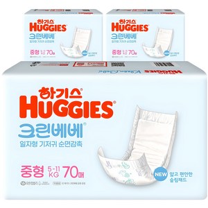 하기스 뉴 크린베베 순면감촉 일자형 기저귀 유아용, 3단계, 210매