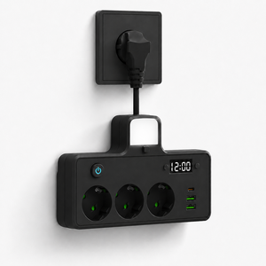 1PD+2USB T탭 다기능 확장형 멀티탭 안전도어 야간 무드등 탑재, 블랙-3구, 1개, 10cm