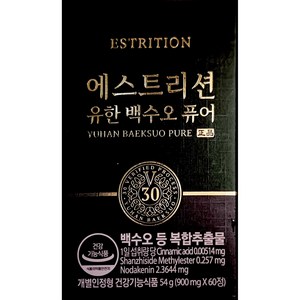 유한건강생활 에스트리션 유한 백수오 퓨어 60정, 1개, 54g