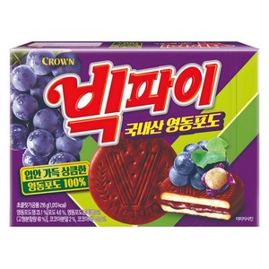 크라운 빅파이 영동포도 과자파이 중, 216g, 1개