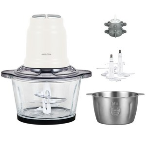 엔젤쿡 허리케인 전동 멀티 다지기 1.9L 유리 & 스텐 2가지 용기 풀세트 믹서기 쵸퍼, AGC-MX1900