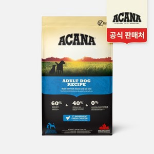아카나 어덜트 강아지 레시피 건식사료, 닭+칠면조, 11.4kg, 1개