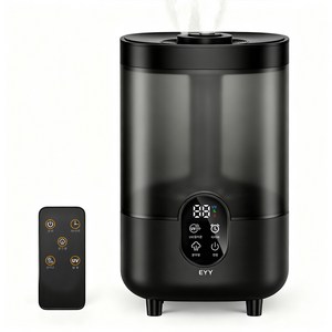 EYY 4.5L 대용량 초음파 가습기 무소음 가정용 스마트 디지털 디스플레이 리모컨 탑재 UV 살균 타이머 기능, 블랙, 1개
