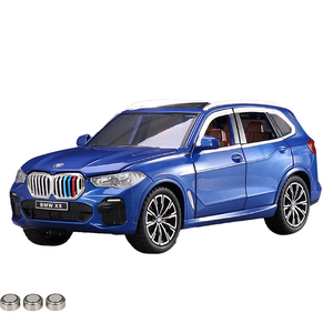 마이카 다이캐스트 금속 1:24 BMW X5 모델 비엠 독일 준대형 SUV 자동차 모형 전시 인테리어+ 배터리포함, 01_블루, 1개