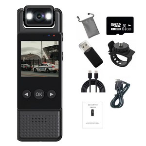 바디캠 HD 자전거 오토바이 블랙박스 64GB/128GB 휴대용 액션캠, L16(64GB)