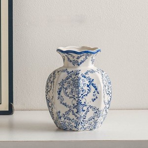 YAPOGI 청화백자 빈티지 고급 세라믹 화병 인테리어 꽃꽂이 장식품, 스타일F