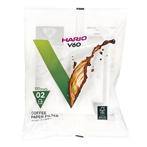 하리오 V60 종이필터 02 화이트 VCF-02-100W, 100개입, 1개