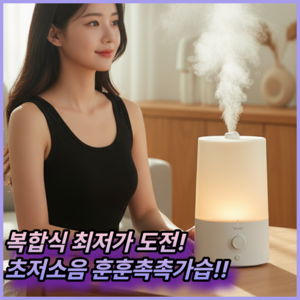 [촉촉훈훈 초저소음]한경희 복합식가습기 대용량 5L 미니 사무실 탁상용 아기방 신생아 아기가습기, 다이얼식