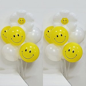 올리브파티 펄풍선 하트 풍선 풍선꽂이 풍선스탠드 2개 생일파티용품 세트, 1세트, 데이지스마일