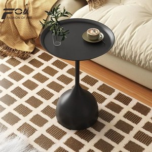 FOA 유럽식 원형 테이블 카페 미니 티테이블 예쁜 거실 테이블, 블랙*40*28*60cm