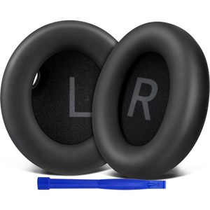 SOULWIT 교체용 이어패드 -호환 모델 앤커 사운드코어 Anker Soundcore Space One (S1) 헤드폰용 소프트 가죽 이어패드 쿠션 소음 차단 폼 1쌍, Protein Leather, Black, 1개