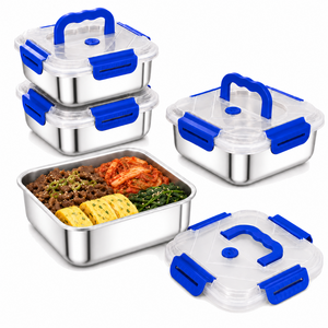스텐 밀폐용기 반찬통 세트 진공 밀폐용기, 1600ml, 4세트