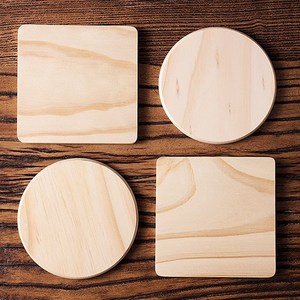 DIY 목재 페인팅 드로잉 그림 공예 재료 코스터 컵받침 나무판 4개세트 E360, 사각형
