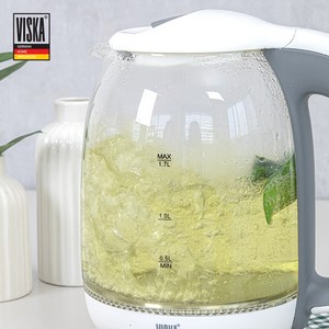 유리전기주전자 1.7L 대용량 스테인레스 스틸 열판 LED램프 자동전원차단