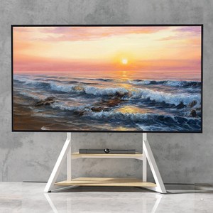 UNHO 특대형 TV 스탠드 높이조절 65-100인치 TV 거치대 철제+우드, 화이트+네추럴, 1개, U-Z1188-WT