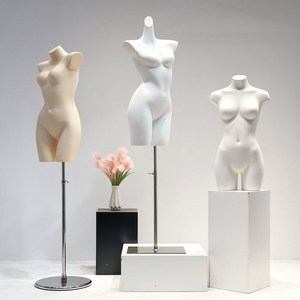 여성 반신 마네킹 상반신 인체 모형 높이조절 160-225cm 실버 사각발판 풀세트 화이트 의류매장 옷가게 디스플레이, 1개, 흰색