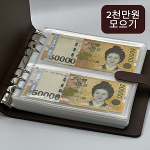 아윤 한 권으로 2천만원 목돈 만들기 고퀄리티 대용량 현금 바인더, 1개, 브라운