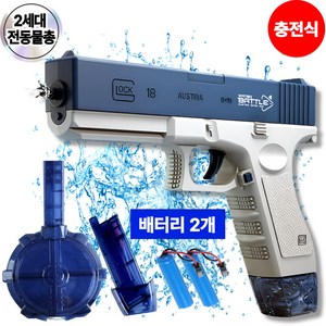 로아딕 2세대 업그레이드 충전식 전동 워터건 워터밤 물총 (충전배터리 2개 포함), 블루, 1개