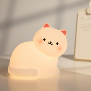 시환온 고양이 LED 무드등 타이머 수면등 수유등, 화이트
