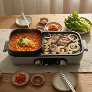 LUAI 전기그릴 휴대용다용도 2in1 반반 멀티그릴, 전기 그릴