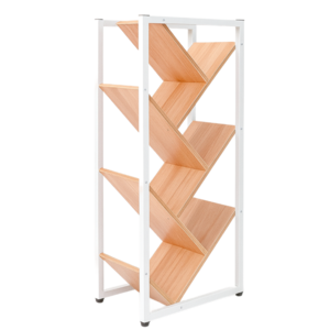 시나몬샵 메탈 프레임 북트리 책꽂이, 6단(화이트프레임-라이트월넛)