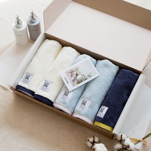 크로커다일 워너비 호텔수건 200g 40수 코마사 아이보리 2p + 스카이블루 2p + 네이비 선물세트, 혼합색상, 1세트