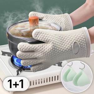 투데이리빙 2종 세트 실리콘 오븐 장갑 + 냄비 손잡이 내열 주방 용품 양손 착용, R98166E(2종, 1세트, 그린